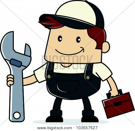 Plumber holding adjustable wrench