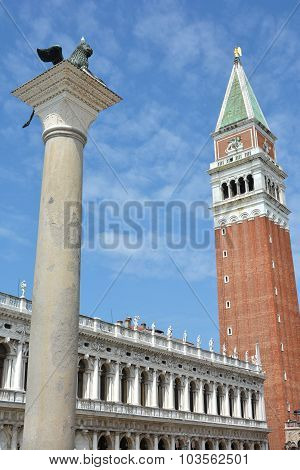 Venice Lion And Belfry