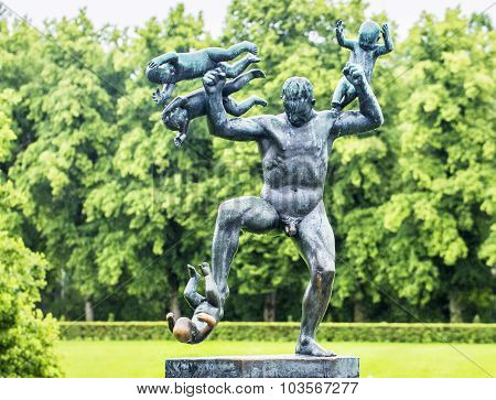 OSLO, NORWAY - JULY 07, 2015: Sculpture in Vigeland park Oslo.