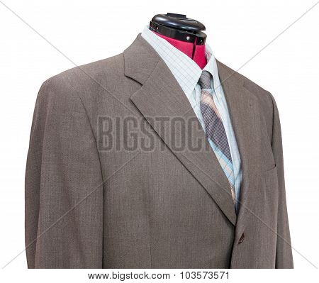 Brown Woolen Jacket With Shirt And Tie Close Up
