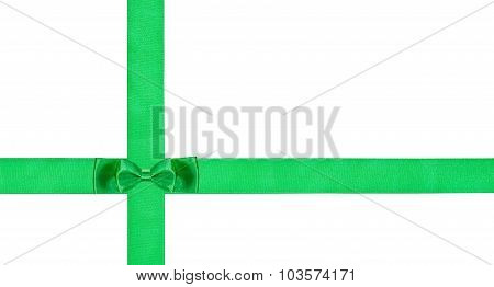 Double Green Bow Knot On Two Crossing Silk Bands