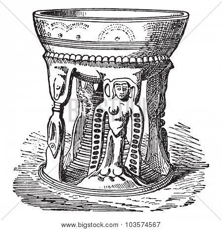Etruscan pottery, vintage engraved illustration.