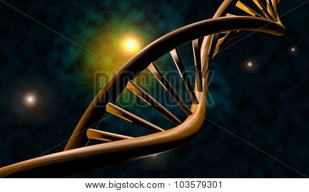 3D DNA strand with vibrant colors for genetics background