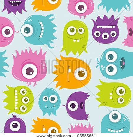 Cute Happy Flying Aliens, Seamless Tile