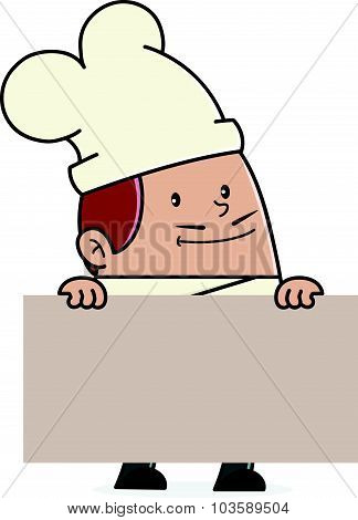 Chef holding sign