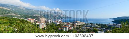 Panoramic View From Above On Becici On Adriatic Coast, Montenegro