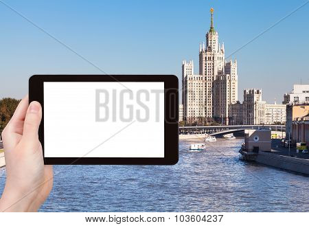 Tablet Pc With Cut Out Screen And Moscow Vysotka