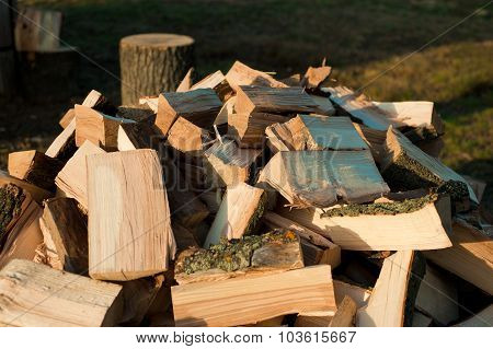 Stack Of Dry Chopped Firewood