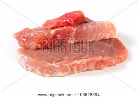 raw meat pork isolated on white background