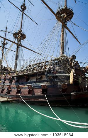 Il Galeone Neptune Pirate Ship In Genoa, Italy
