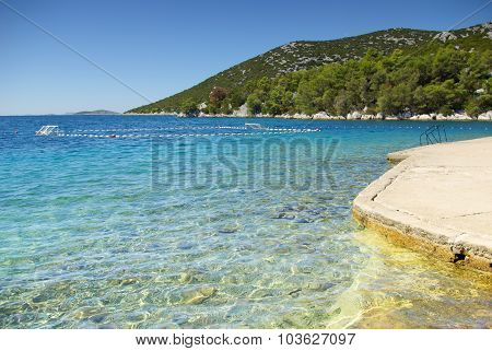 Water Polo Goals And Beach By The Sea, Croatia Dalmatia