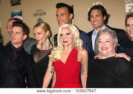 LOS ANGELES - OCT 3:  Matt Bomer, Chole Sevigny, Cheyenne Jackson, Lady Gaga, Brad Falchuk, Kathy Bates, S Paulson at the 