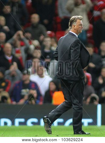 MANCHESTER, ENGLAND - SEPTEMBER 30, 2015: Champions League match between Manchester United and Vfl Wolfsburg at Old Trafford Stadium on September 30, 2015