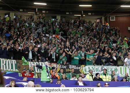 MANCHESTER, ENGLAND - SEPTEMBER 30, 2015: Champions League match between Manchester United and Vfl Wolfsburg at Old Trafford Stadium on September 30, 2015
