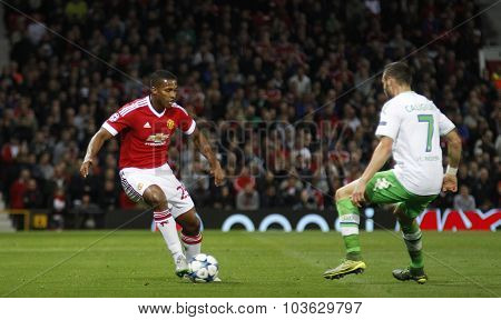 MANCHESTER, ENGLAND - SEPTEMBER 30 2015:  during the Champions League match between Manchester United and Vfl Wolfsburg at Old Trafford Stadium on September 30, 2015