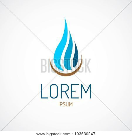 Stylized Water Drop Logo Template.