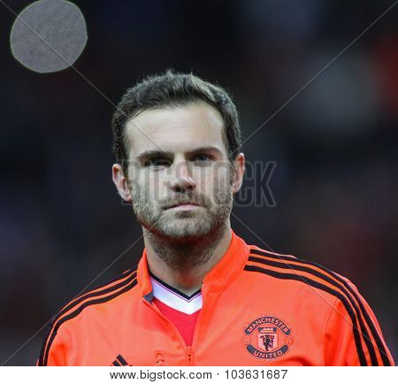 MANCHESTER, ENGLAND - SEPTEMBER 30, 2015: Champions League match between Manchester United and Vfl Wolfsburg at Old Trafford Stadium on September 30, 2015