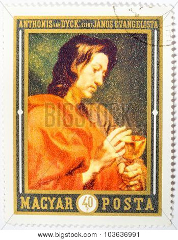 Hungary - Circa 1969: A Stamp Printed In Hungary Shows The Picture Of St. Johannes Evangelist, By An