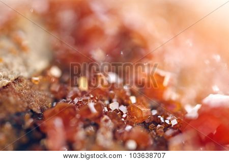 Crystals Vanadinite. Macro. Extreme Closeup