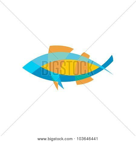 Fish Logo Template. Color Lines With Flattened Transparency.