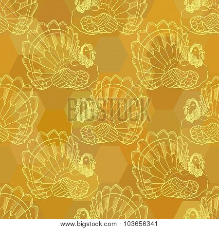 Thanksgiving graphic seamless pattern with turkey