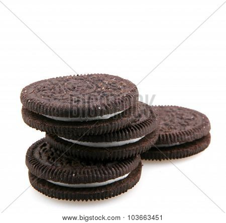 Aytos Bulgaria - October 04 2015: Oreo Isolated On White Background. Oreo Is A Sandwich Cookie Consi