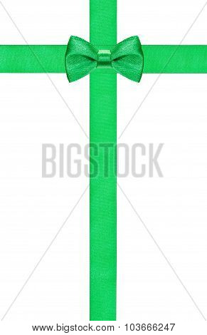 Green Bow Knot On Two Crossing Silk Strips