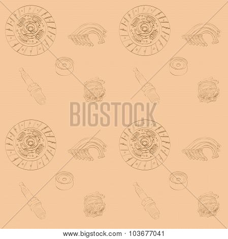 Pattern with spare parts for car