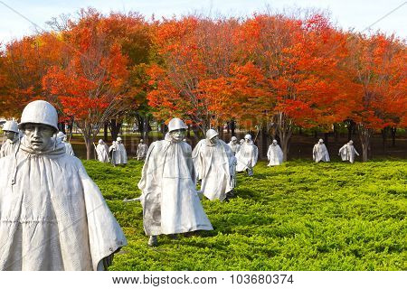 Washington DC, USA - November 09, 2014: Korean War Veterans Memorial