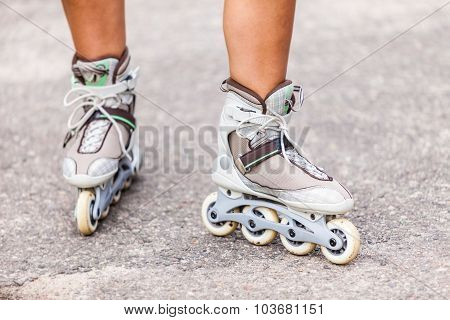 Enjoying Roller Skating Rollerblading On Inline Skates.