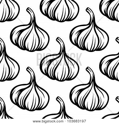 Garlic vegetables colorless seamless pattern
