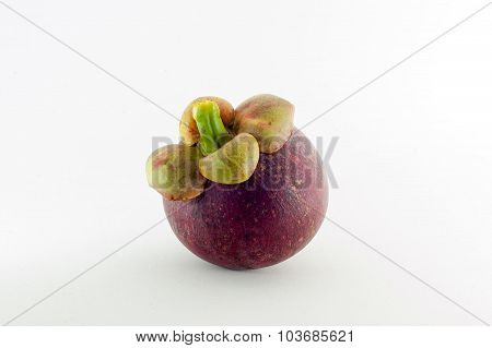 Ripe Fresh Mangosten On White Background.