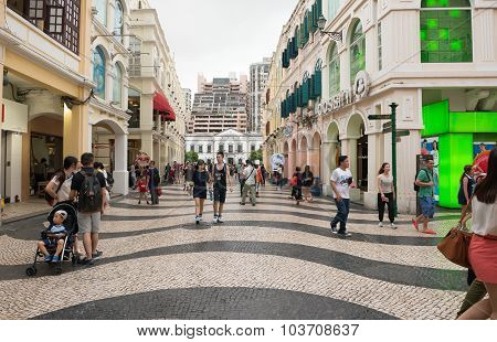 Macao - June 25, 2015: Historic Centre Of Macao-senado Square In Macao, China On June 25, 2015. The