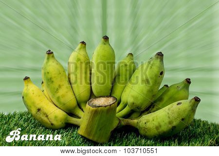 Banana With Green Background