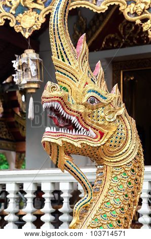 Phaya Naga Serpent At Wat Pra Singh, Chiang Mai, Thailand