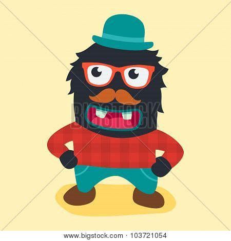 hipster monster. vector illustration