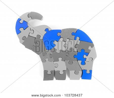 Colorful Puzzle Pieces In Elephant Shape