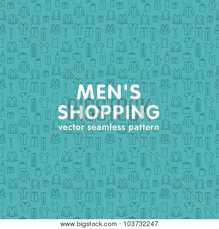 Vector seamless pattern on men's shopping theme