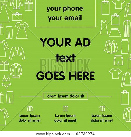 Vector advertising banner on clothing theme