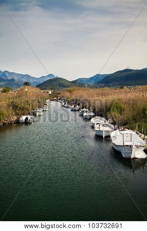 Boats On The River Torrent D'en Salvel In Port D'andratx