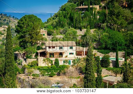 Stone Houses In The Small Village Deia