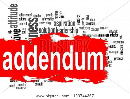 Addendum Word Cloud With Red Banner