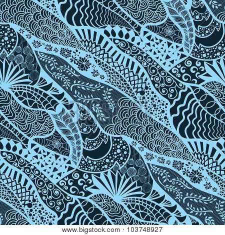 Seamless pattern in style zentangle (ethnic, doodle).