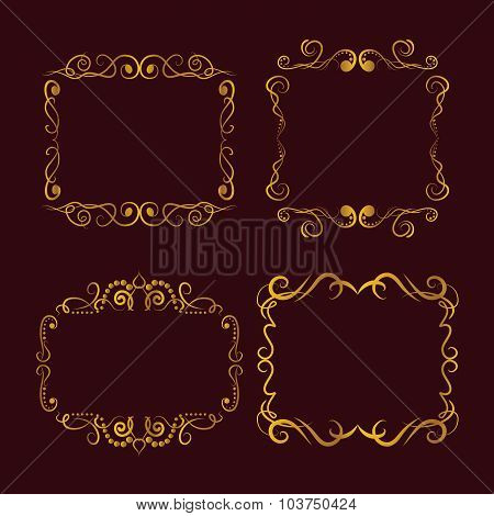 Set of golden retro frame