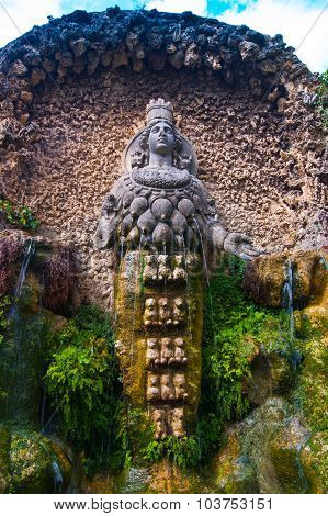 Ancient statue at d'Estre Villa in Tivoli, Italy
