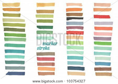 Color stripes drawn with japan markers. Stylish elements for design. Vector marker stroke