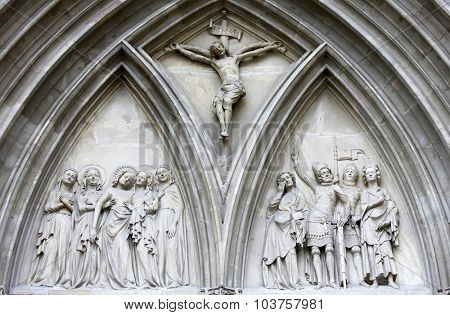 VIENNA, AUSTRIA - DECEMBER 11: Portal of Minoriten kirche in Vienna, Austria on December 11, 2011.