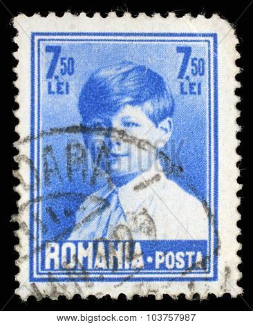 ROMANIA - CIRCA 1928: A stamp printed in Romania shows portrait of King Michael, circa 1928