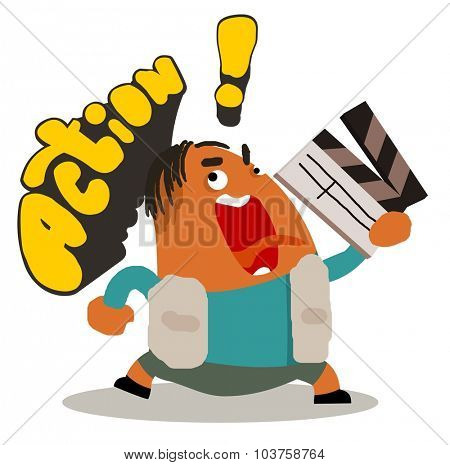 Action yell movie director. Vector illustration Flat