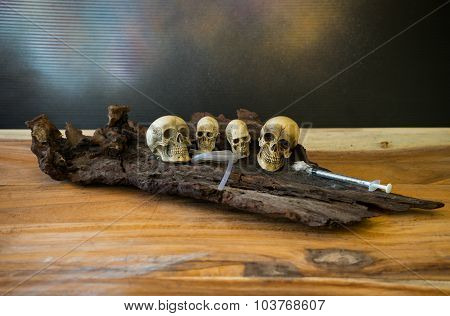 Still Life, Awesome Pile Of Skull Put On The Rod